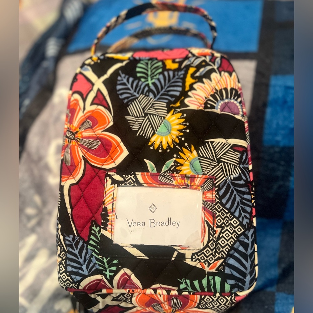 (SOLD) Vera Bradley Lunch Bag - Black with Multicolor Floral Design